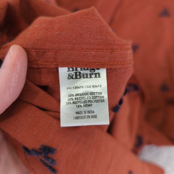 Bridge & Burn Organic Cotton T-shirt Dress Button Front Women's Small Orange - Picture 8 of 9